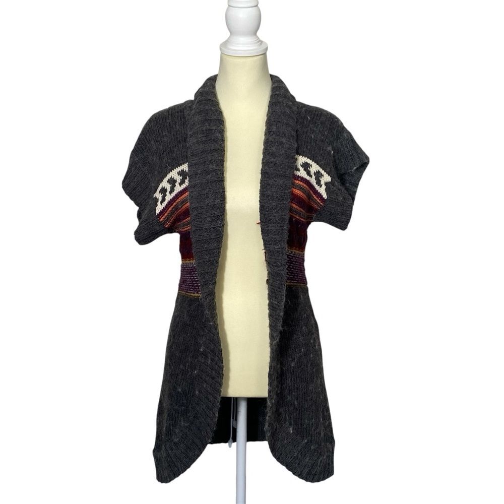 Aventura Alpaca Blend Short Sleeve Open Front Shawl Collar Cardigan Womens Small